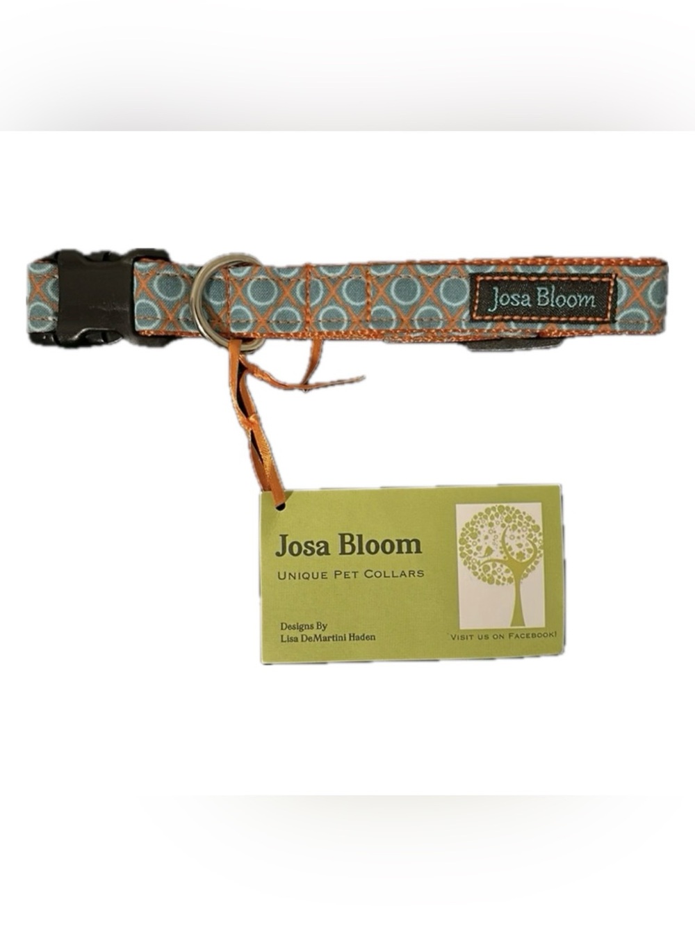RARE Handmade Joss Bloom Blue/Orange XOXO Dog Collar~NEW!